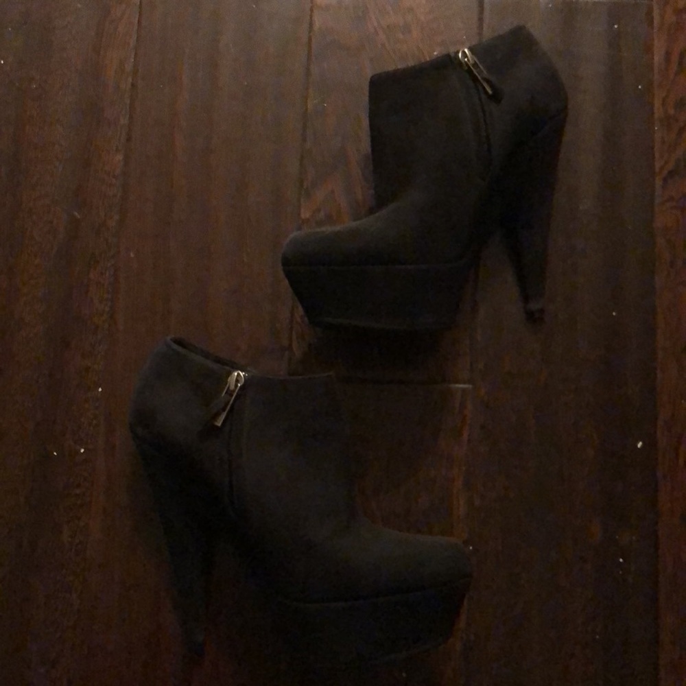 ❤️ Yves Saint Laurent Black Suede Platform Booties ❤️ F4 - Picture 10 of 15